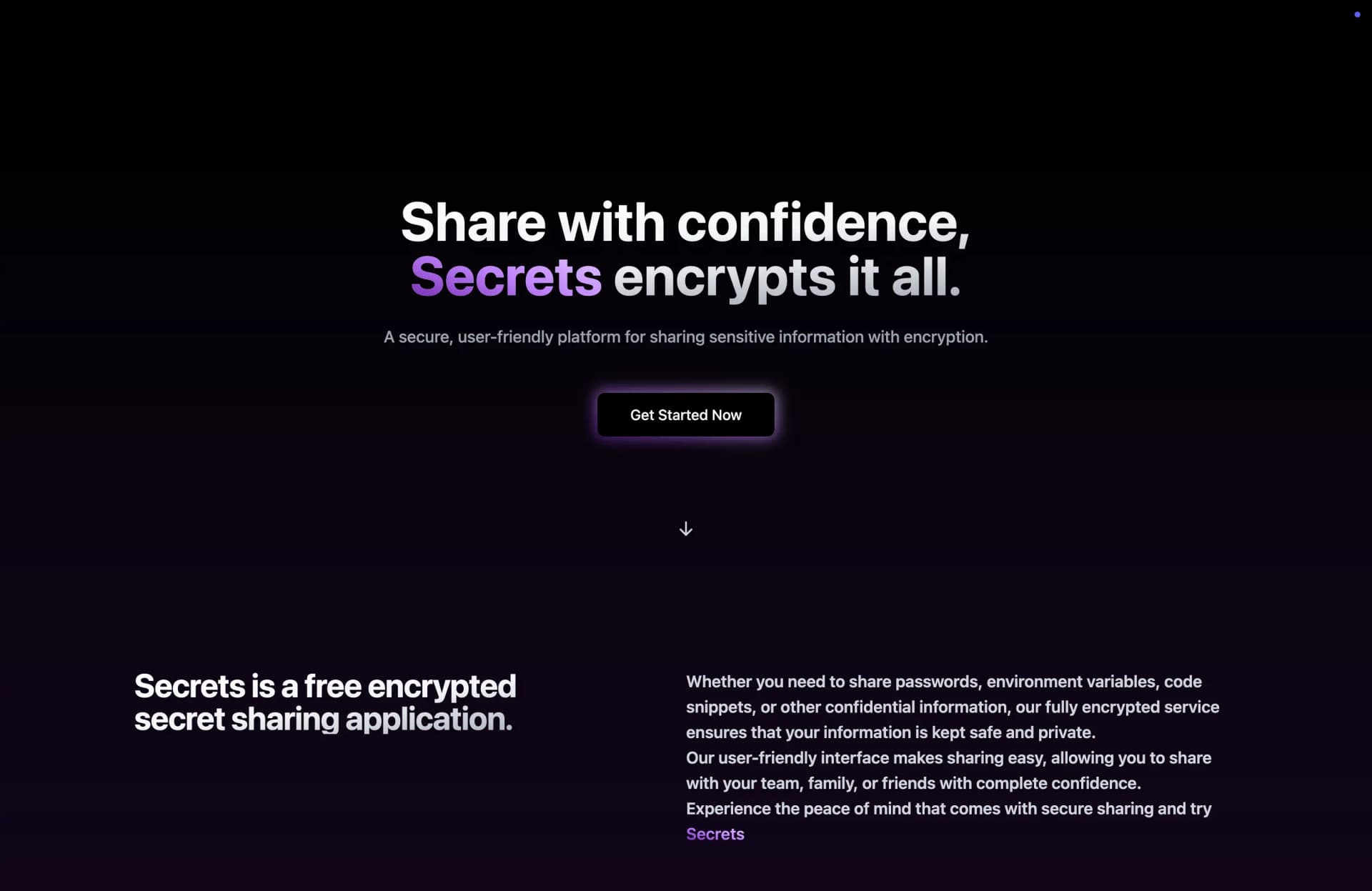 Secrets project screenshot