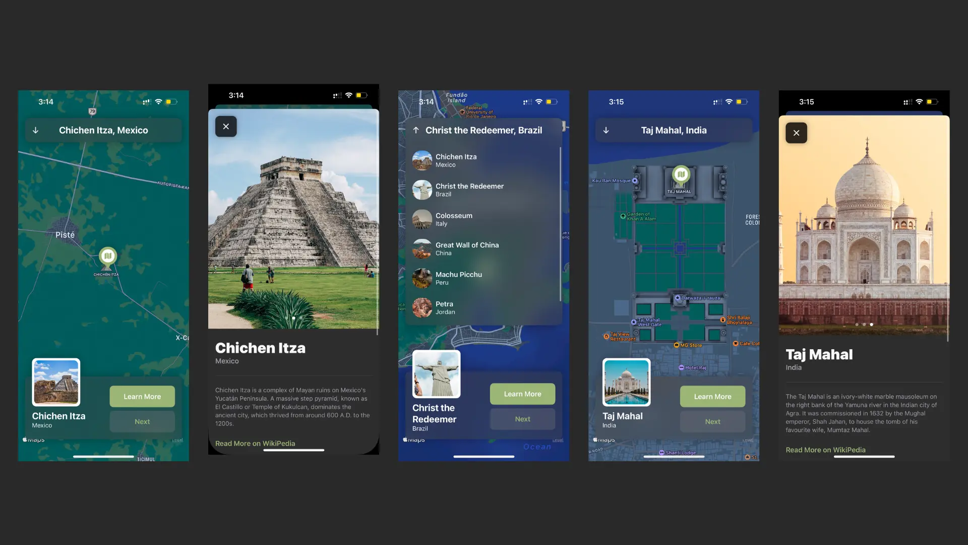 Wonders project screenshot